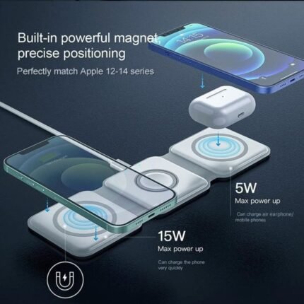 3 in 1 15W Fast Magnetic Wireless Charging Pad for iPhone, AirPods & Smartwatch