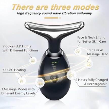 Vegena Face Massager Against Wrinkles, Face Beauty Device, Electric Face Massager Anti-Wrinkle with 3 Modes 45°C Anti-Wrinkle Face Device Skin Tightening Ems Face Care Device Anti-Wrinkle